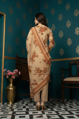 SAND BROWN BLACK BROWN & MAROON Printed Premium Lawn 3pc Suit (Unstitched)