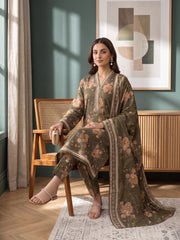 MEHNDI GREEN DIGITAL PRINTED PREMIUM LAWN SUIT WITH FINE LAWN DUPATTA 3Pc (Unstitched)