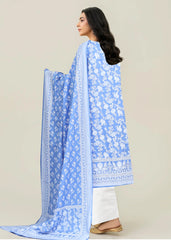 SKY BLUE Lawn Pasted 3Pc Suit (Unstitched)
