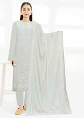 CREAMISH Chiffon Embroidered with LASER WORK 3Pc Suit (Unstitched)