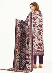 BEIGE & DARK PURPLE Lawn Printed 3Pc Suit (Unstitched)