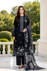 BLACK & GRAY..Premium Classic Lawn 3pc Suit with Light Weight Voile Dupatta (Unstitched)