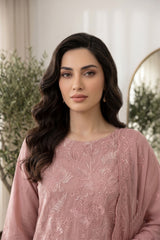 BLUSH PINK Chiffon Embroidered 3Pc Suit (Unstitched)