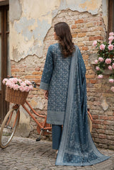 TEAL BLUE 3Pc Premium Dhanak Printed Suits (Unstitched)