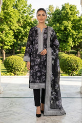 BLACK & WHITE Premium Classic Lawn 3pc Suit with Light Weight Voile Dupatta (Unstitched)