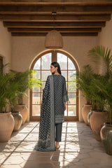 CRAVEL GREY BLUE 3Pc Premium Dhanak Printed Suits (Unstitched)