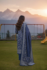 NAVY BLUE 3Pc Premium Dhanak Printed Suits (Unstitched)