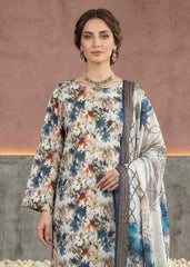 MULTI COLOUR FLORAL PRINT CAMBRIC LAWN SUIT WITH VOILE DUPATTA 3Pc (Unstitched)