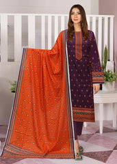 PURPLE AND ORANGE Lawn Printed 3Pc Suit (Unstitched)