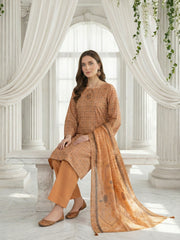 ROYAL YELLOW & GRAY Premium Swiss Voile 3 PC Printed Suit (Unstitched)