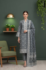 STONE GRAY 3Pc Premium Dhanak Printed Suits (Unstitched)