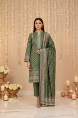 LIGHT PINE GREEN 3Pc Premium Dhanak Printed Suits (Unstitched)