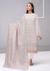 LIGHT TEA PINK & GOLD Organza Embroidered with Beads & Sequence 3Pc Suit (Unstitched)