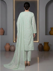 PALE GREEN LAWN Embroidered with boring effects 3Pc Suit (Unstitched)