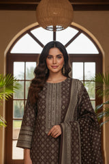 DARK TRUFFLE BROWN 3Pc Premium Dhanak Printed Suits (Unstitched)