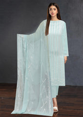 PASTEL TURQUOISE WITH SEQUINS Chiffon Embroidered 3Pc Suit (Unstitched)