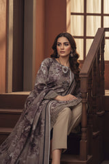 GRAY PURPLE & NARDO GRAY Premium Swiss Voile 3 PC Printed Suit (Unstitched)