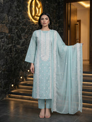 LIGHT GREEN Chiffon Embroidered 3Pc Suit (Unstitched)