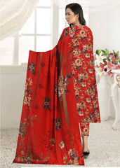RED 3pc Premium Doria linen suit with linen dupatta (Unstitched)