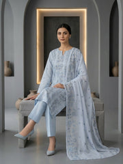 ICE BLUE LAWN Embroidered 3Pc Suit (Unstitched)