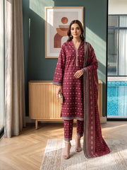 MULBERRY WITH MULTI DIGITAL PRINTED PREMIUM LAWN SUIT WITH FINE LAWN DUPATTA 3Pc (Unstitched)