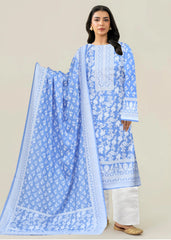 SKY BLUE Lawn Pasted 3Pc Suit (Unstitched)