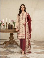 CLASSIC MAROON WITH MULTI PRINT Printed (3Pc) suit with Luxury Voile Dupatta(Unstitched)