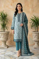 POWDER BLUE & MYRTLE GREEN Digital Printed 3Pc suit with Luxury Voile Dupatta(Unstitched)