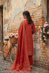 RUBY RED 3Pc Premium Dhanak Printed Suits (Unstitched)