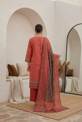 GEORGIA PEACH BROWN & MARRON Premium Classic Lawn 3pc Suit with Light Weight Voile Dupatta (Unstitched)