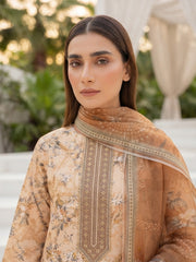 BISCUITTI & BROWN Digital Printed 3pc Suit with Luxury Voile Dupatta(Unstitched)