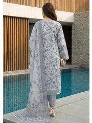 ICE BLUE PREMIUM QUALITY PRINTED SLUB LAWN SUIT WITH VOILE DUPATTA 3Pc (Unstitched)