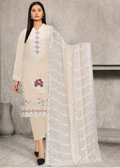 SKIN AND MAROON Chiffon Embroidered 3Pc Suit (Unstitched)