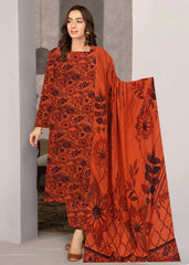 ORANGE AND BLACK 3pc Premium Doria linen suit with linen dupatta (Unstitched)