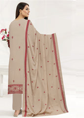 BEIGE & RED Chiffon Embroidered 3Pc Suit (Unstitched)