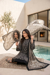 BLACK Premium Digital Lawn 3pc Suit with Light Weight Digital VOILE Dupatta (Unstitched)