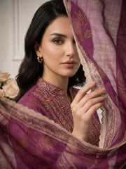 PURPLE Supreme Lawn 3pc suit with Luxury Voile Dupatta