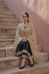 EMBROIDERED SWISS LAWN LACE DIAMOND STONE WORK SHAWL