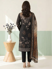 BLACK, LIGHT BEIGE WITH MULTI Digital Printed Premium Lawn with Light weight Voile Dupatta 3pc Suit (Unstitched)