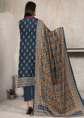 TEAL BLUE AND MUSTARD 3pc Premium linen suit with linen dupatta (Unstitched)