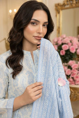 PASTEL ICE & LIGHT BLUE Supreme Lawn 3pc suit with Luxury Voile Dupatta