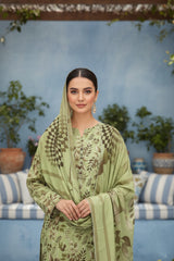 JADE GREEN  3pc Premium Doria linen suit with linen dupatta (Unstitched)