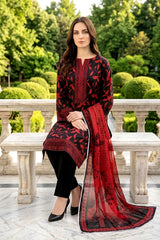 DEWBERRY & BLACK Digital Printed 3Pc suit with Luxury Voile Dupatta(Unstitched)