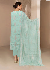 SEA GREEN RAW SILK with CHIFFON DUPATTA EMBROIDERED 3Pc Suit (Unstitched)