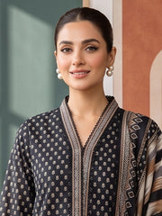 BLACK & DARK VANILA DIGITAL PRINTED PREMIUM LAWN SUIT WITH FINE LAWN DUPATTA 3Pc (Unstitched)