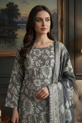 BLACK BASE WITH MULTI PRINT Khaddar Printed Suit with Khaddar Printed Dupatta 3pc Unstitched