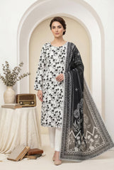 WHITE & BLACK Printed Premium Lawn 3pc Suit (Unstitched)