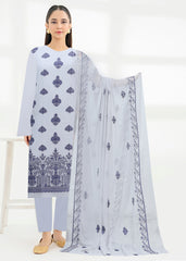 SMOKEY GREY & BLUE Chiffon Embroidered 3Pc Suit (Unstitched)