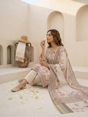CHROME GRAY WITH MULTI PRINT Digital Printed Premium Lawn with Light weight Voile Dupatta 3pc Suit (Unstitched)