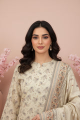 BAVARIAN CREAM 3Pc Premium Dhanak Printed Suits (Unstitched)